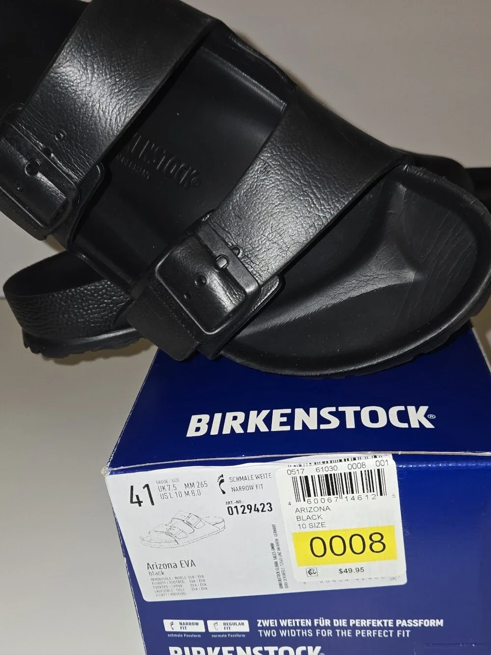 Birkenstock Black Arizona EVA Two-Strap Sandals for Men - Matte Finish
